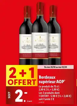 Lidl Bordeaux supérieur AOP* offre