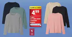 Lidl T-shirt ou t-shirt côtelé à manches longues offre