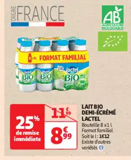 Auchan Lait bio demi-écréme LACTEL offre