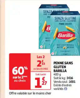 Auchan Penne sans gluten BARILLA offre