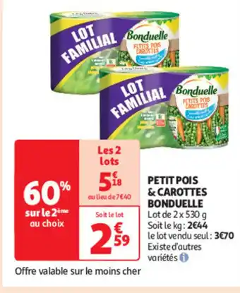 Auchan Petit pois & carottes BONDUELLE offre