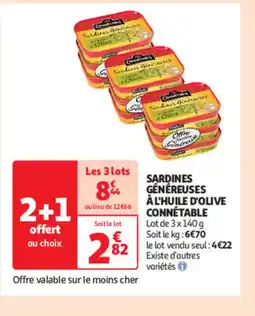 Auchan Sardines généreuses à l'huile d'olive connétable offre