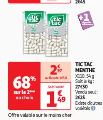 Auchan TIC TAC menthe offre