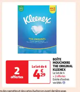 Auchan Boîte mouchoirs the original kleenex offre