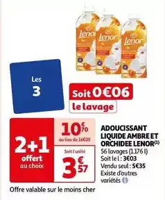 Auchan Lenor - adoucissant liquide ambre et orchidee offre