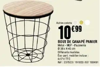 La Foir'Fouille Bout de canapé panier offre