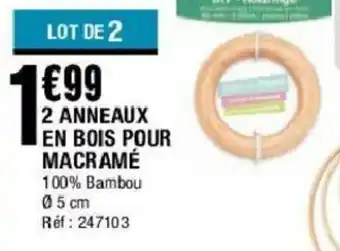 La Foir'Fouille 2 Anneaux en bois pour macramé offre