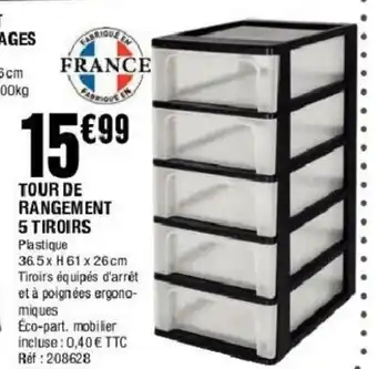 La Foir'Fouille Tour de rangement 5 tiroirs offre