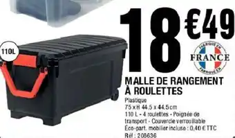 La Foir'Fouille Malle de rangement à roulettes offre