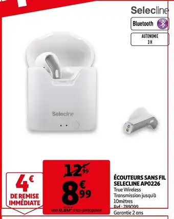 Auchan Écpouteurs sans fil selecline apo226 offre