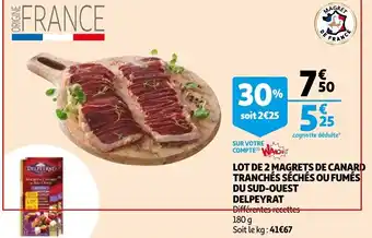 Auchan Lot de 2 magrets de canard tranchés séchés ou fumés offre