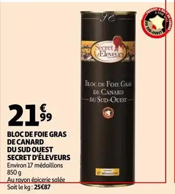 Auchan Bloc de foie gras de canard offre