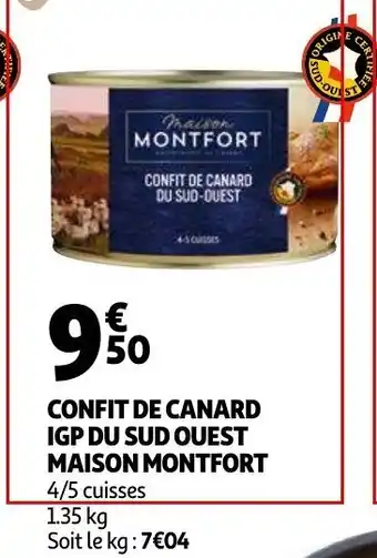 Auchan Confit de canard IGP du sud ouest maison montfort offre