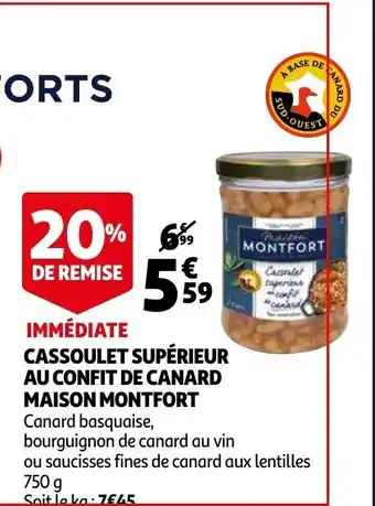 Auchan Cassoulet supérieur au confit de canard offre