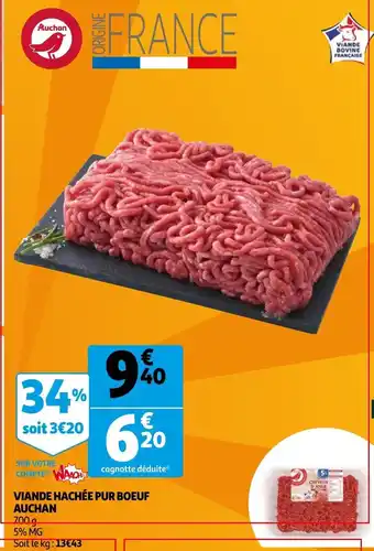 Auchan Viande hachée pur boeuf auchan offre