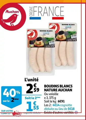 Auchan Boudins blancs nature auchan offre