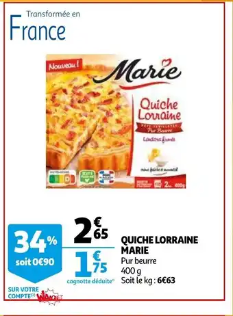 Auchan Quiche lorraine marie offre