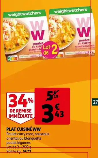 Auchan Plat cuisiné WW offre