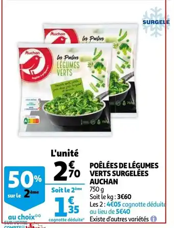 Auchan Poêlées de légumes verts surgelées auchan offre