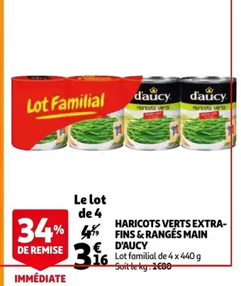 Auchan Haricots verts extra-fins & rangés main d'aucy offre