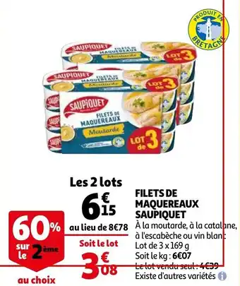 Auchan Filets de maquereaux saupiquet offre