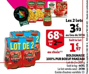 Auchan Bolognaise 100% pur boeuf panzani offre