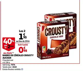 Auchan Barres de céréales crousty auchan offre