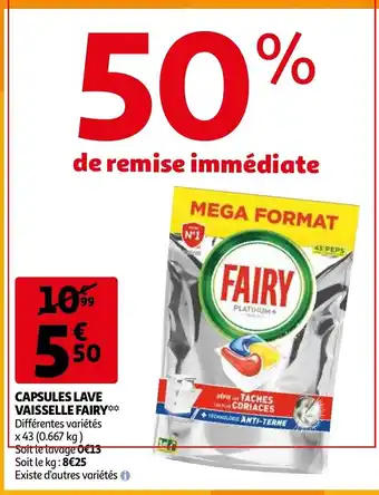 Auchan Capsules Lave Vaisselle Fairy offre