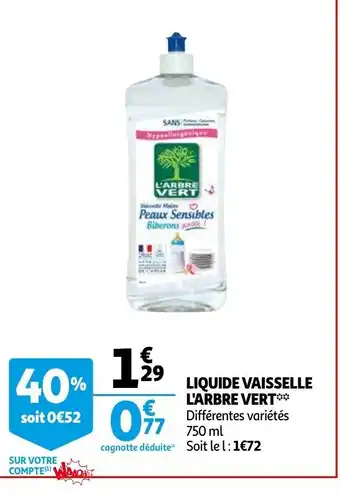 Auchan Liquide Vaisselle l'Arbre Vert offre