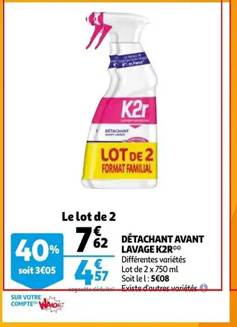 Auchan Détachant Avant Lavage K2R offre