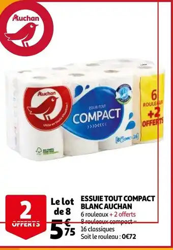Auchan Essuie Tout Compact Blanc Auchan offre