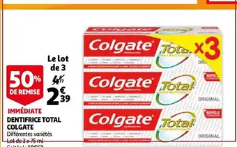 Auchan Dentifrice Total Colgate offre