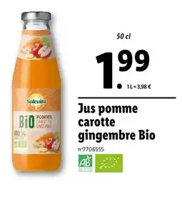Lidl Solevita Jus pomme carotte gingembre Bio offre