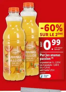 Lidl Solevita Pur jus ananas passion offre
