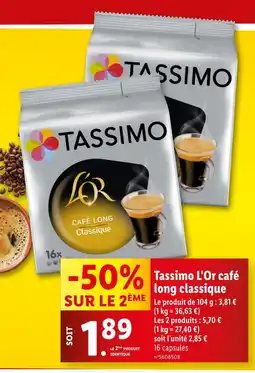 Lidl L'Or Tassimo café long classique offre