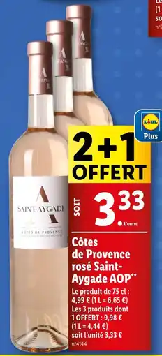 Lidl SAINT-AYGADE Côtes de Provence rosé SaintAygade AOP offre