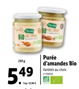 Lidl Maribel Purée d'amandes Bio offre
