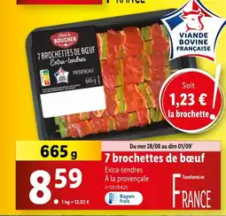 Lidl L'étal du BOUCHER 7 brochettes de bœuf offre