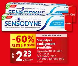 Lidl Sensodyne Sensodyne soulagement sensibilité offre