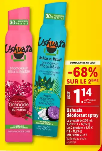 Lidl Ushuaïa déodorant spray offre