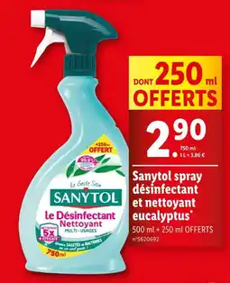 Lidl SANYTOL Spray désinfectant et nettoyant eucalyptus offre