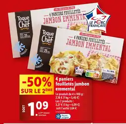 Lidl Toque du Chef 4 paniers feuilletés jambon emmental offre