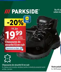 Lidl PARKSIDE Chaussures de sécurité S3 en cuir offre