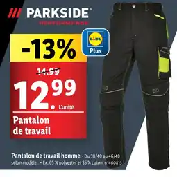 Lidl PARKSIDE PERFORMANCE Pantalon de travail homme offre