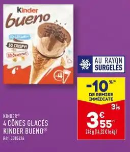 ALDI KINDER 4 CÔNES GLACÉS KINDER BUENO offre