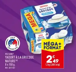 ALDI MILSANI YAOURT À LA GRECQUE NATURE offre