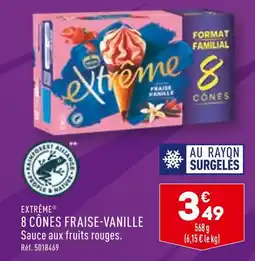 ALDI EXTRÊME 8 CÔNES FRAISE-VANILLE offre
