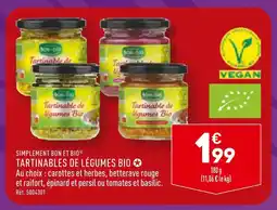 ALDI SIMPLEMENT BON ET BIO TARTINABLES DE LÉGUMES BIO offre