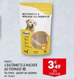 ALDI ROMÉO 4 BATÔNNETS À MACHER AU FROMAGE offre