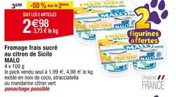 Cora x Carrefour MALO Fromage frais sucré au citron de Sicile offre
